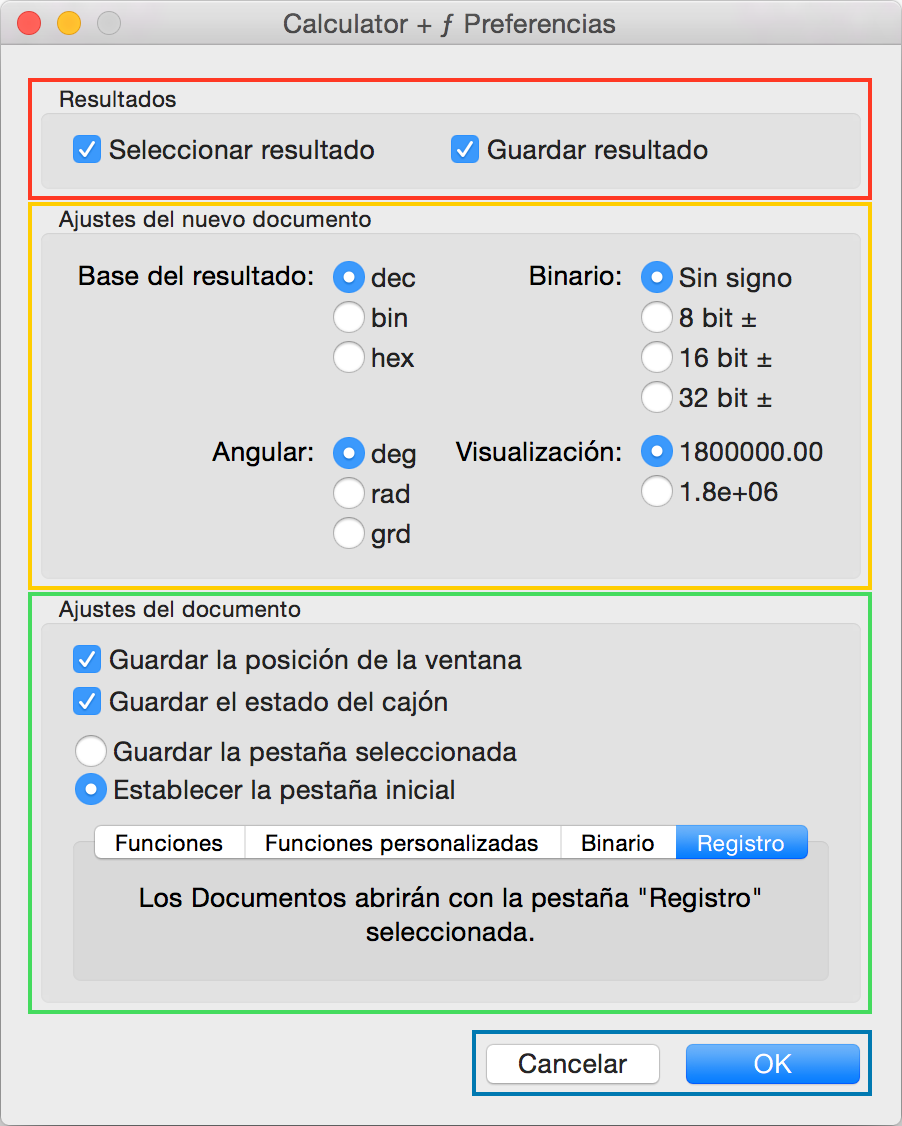 Calculator + ƒ - Preferences