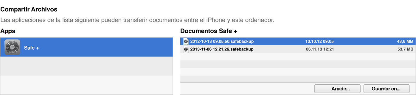 Safe + iTunes Export