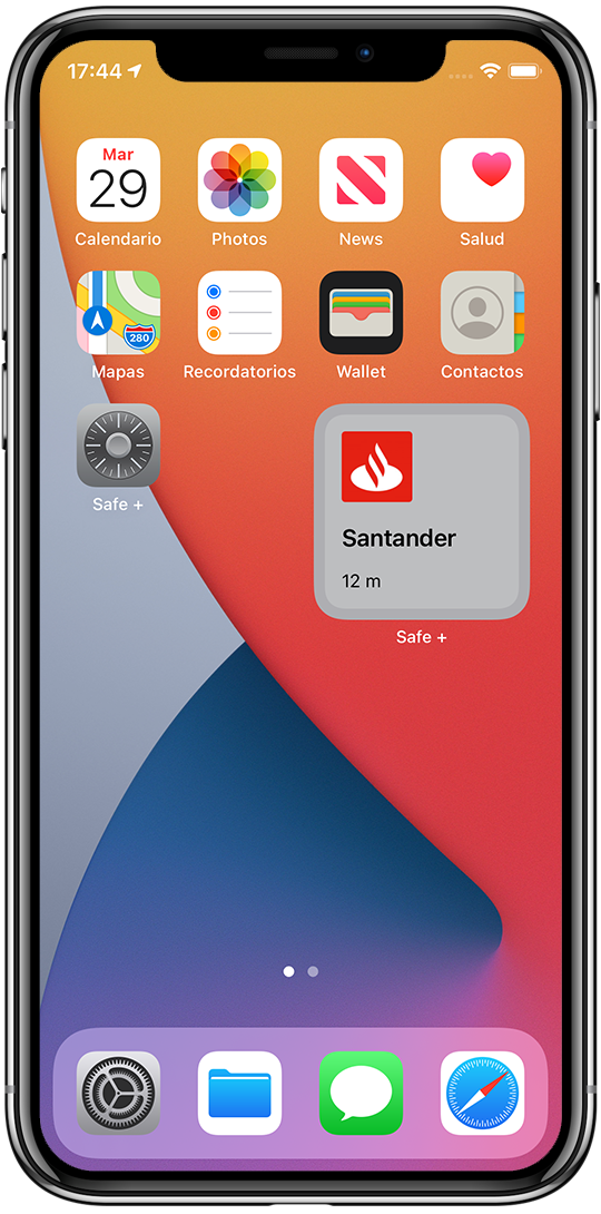 iPhone Home Screen with Safe + and Widget